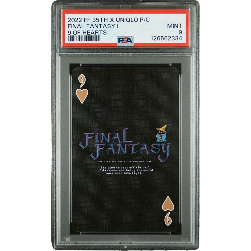 2022 FINAL FANTASY 35TH X UNIQLO PLAYING CARDS 9 OF HEARTS FINAL FANTASY I PSA 9